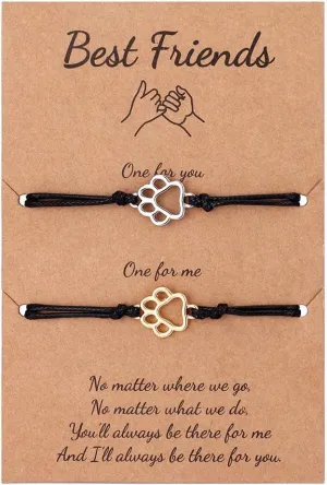 yaozeio Dog Paw Gifts for Friendship Bracelets for BFF Best Friend Matching Bracelets Gift for Sisters Besties Graduation Birthday Gifts Dog Paw Decorations for Dog Lovers Gift for Women Men