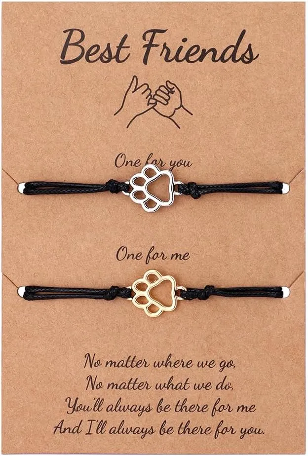 yaozeio Dog Paw Gifts for Friendship Bracelets for BFF Best Friend Matching Bracelets Gift for Sisters Besties Graduation Birthday Gifts Dog Paw Decorations for Dog Lovers Gift for Women Men