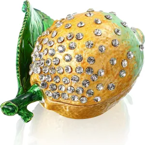 YU FENG Lemon Trinket Boxes Hinged Lemon Figurines Collectibles Hinged Jewelry Box Necklace, Earrings,Ring Holder for Women Girls
