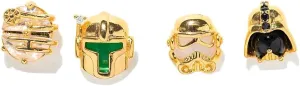 Zircon Character Stud Earrings, Gold-Tone, 4 Pack Earrings Stud