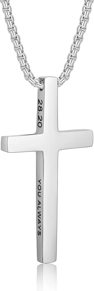 ZRAY Cross Necklace for Men Inspirational Bible Verse Cross Pendant Stainless Steel Cross Chain 22 2inch Christian Jewelry Meaningful Religious Gift for Boys