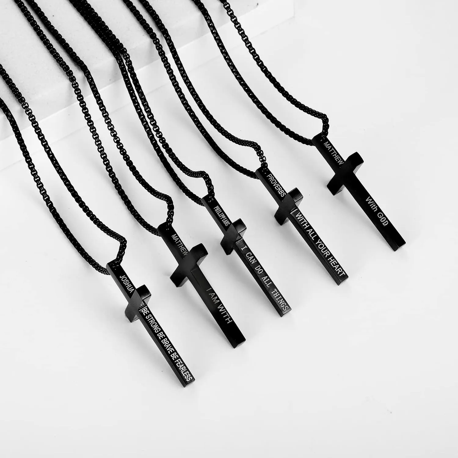 ZRAY Cross Necklace for Men Inspirational Bible Verse Cross Pendant Stainless Steel Cross Chain 22 2inch Christian Jewelry Meaningful Religious Gift for Boys